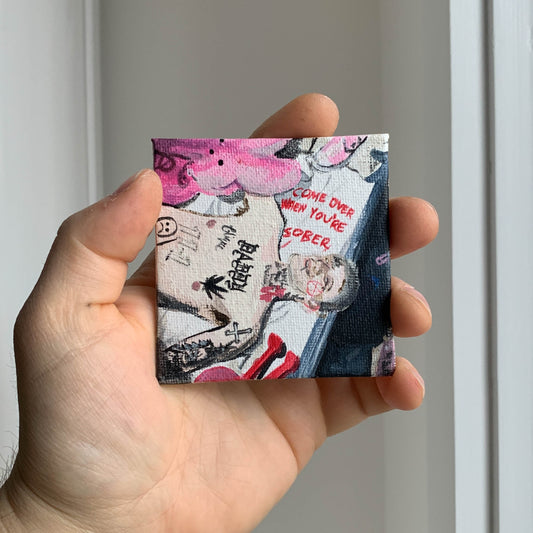 Lil Peep "Come Over When You're Sober" Mini Canvas Acrylic Painting