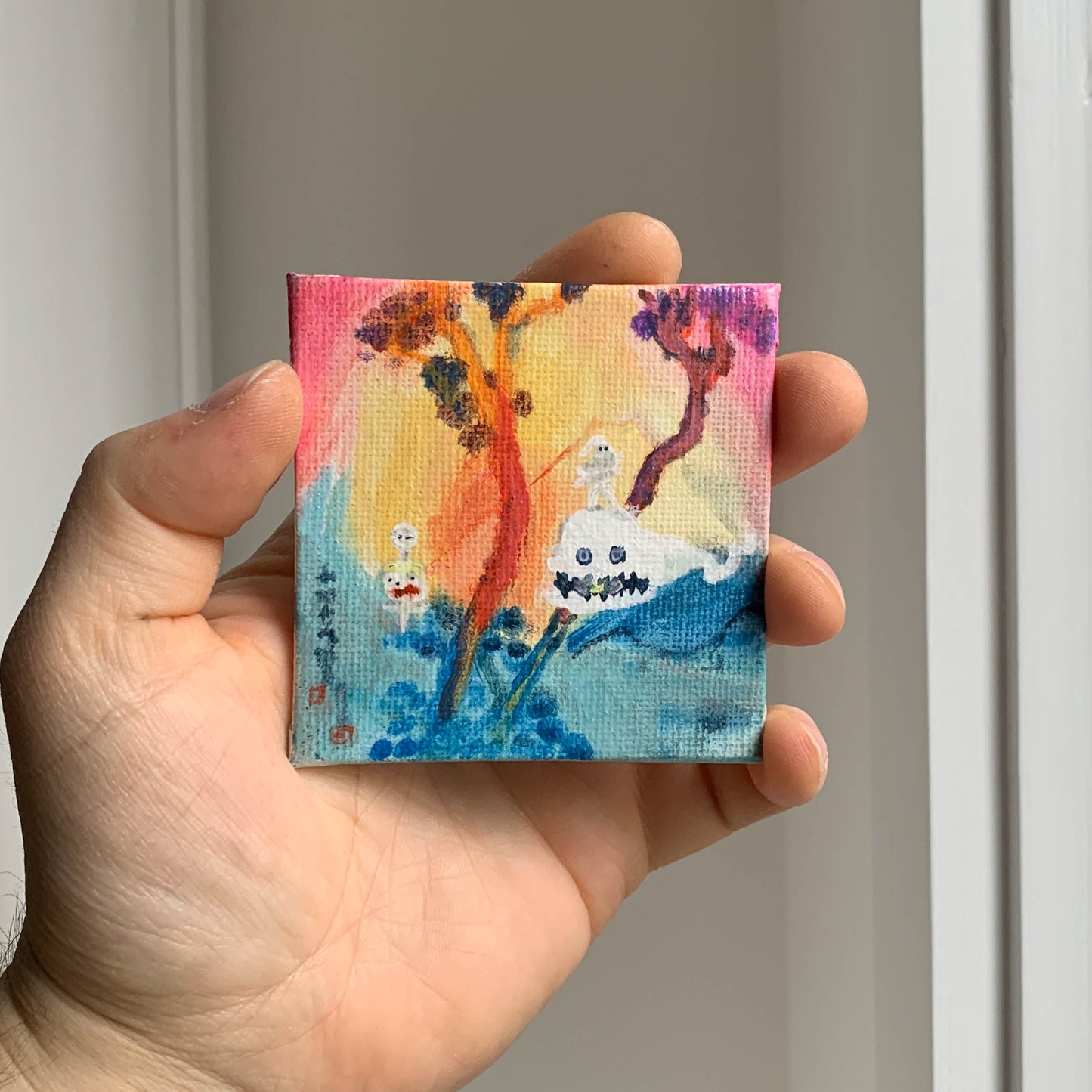 Kanye West & Kid Cudi "Kids See Ghosts" Mini Canvas Acrylic Painting